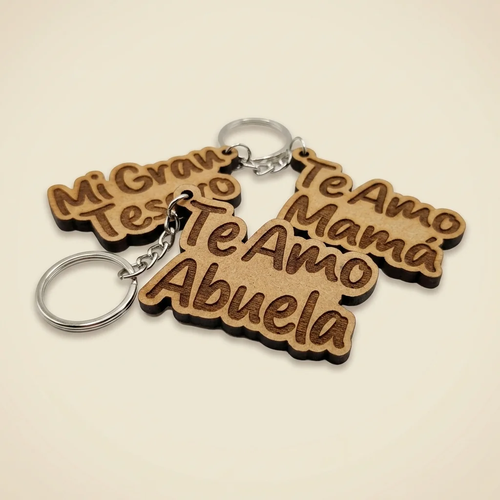 Llavero personalizado con nombre o frase en cursiva (2 líneas)