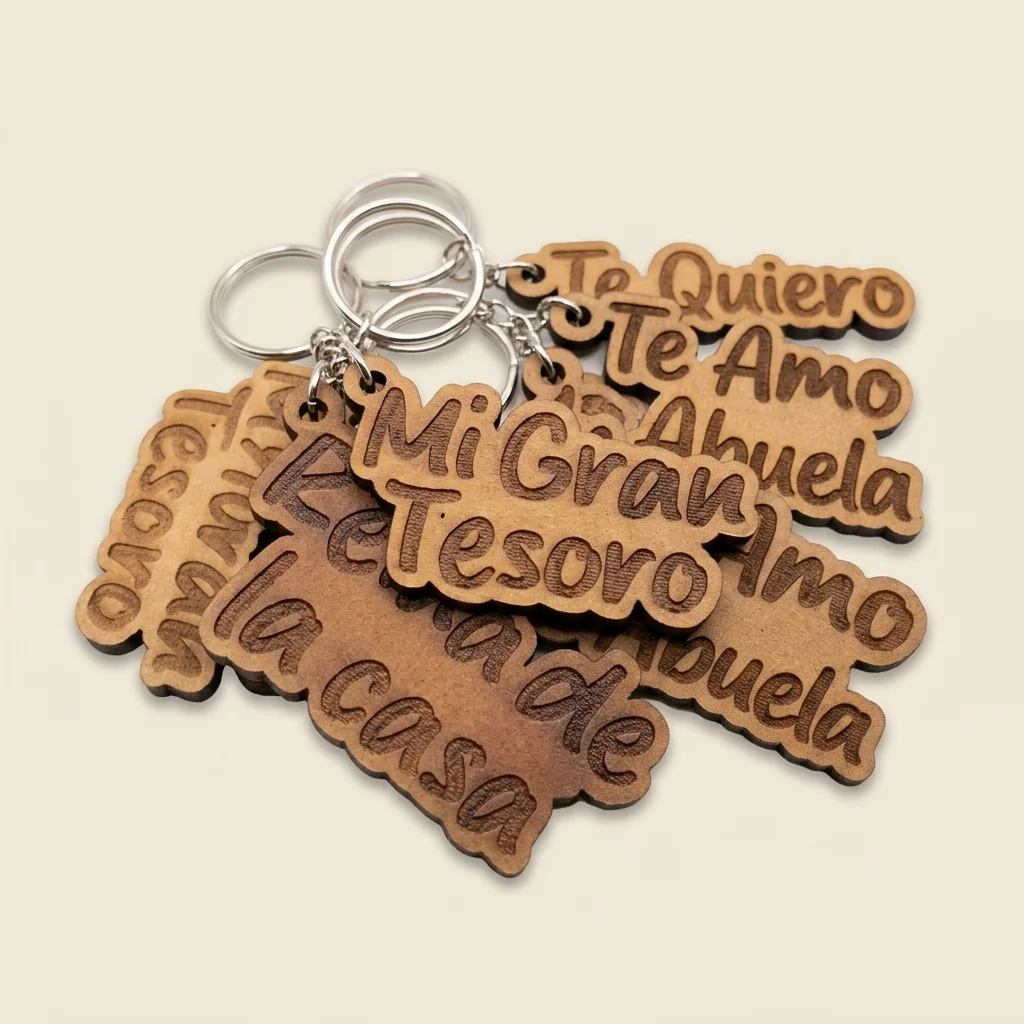 Llavero personalizado con nombre o frase en cursiva (2 líneas)