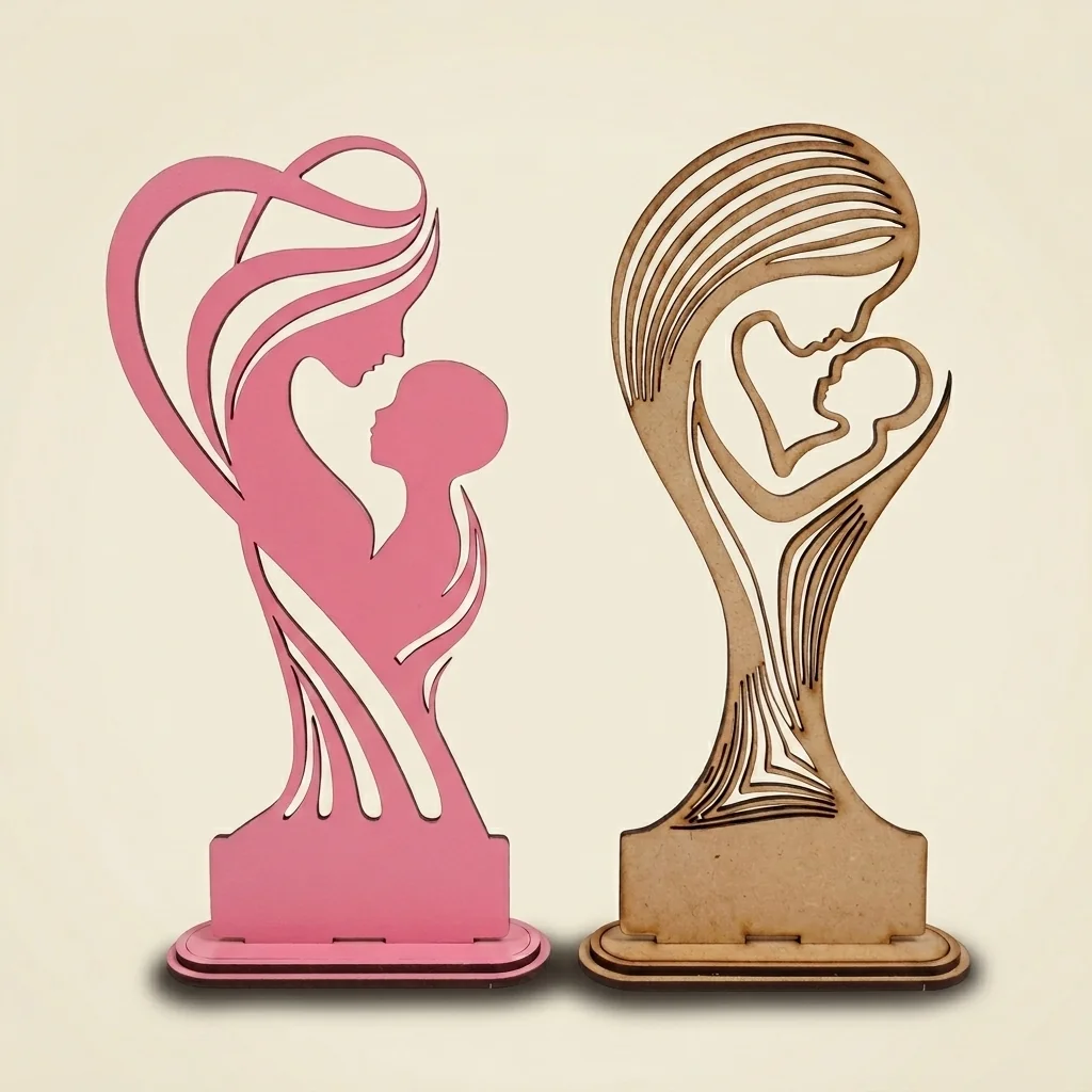 Escultura madre e hijo multicapa de mesa