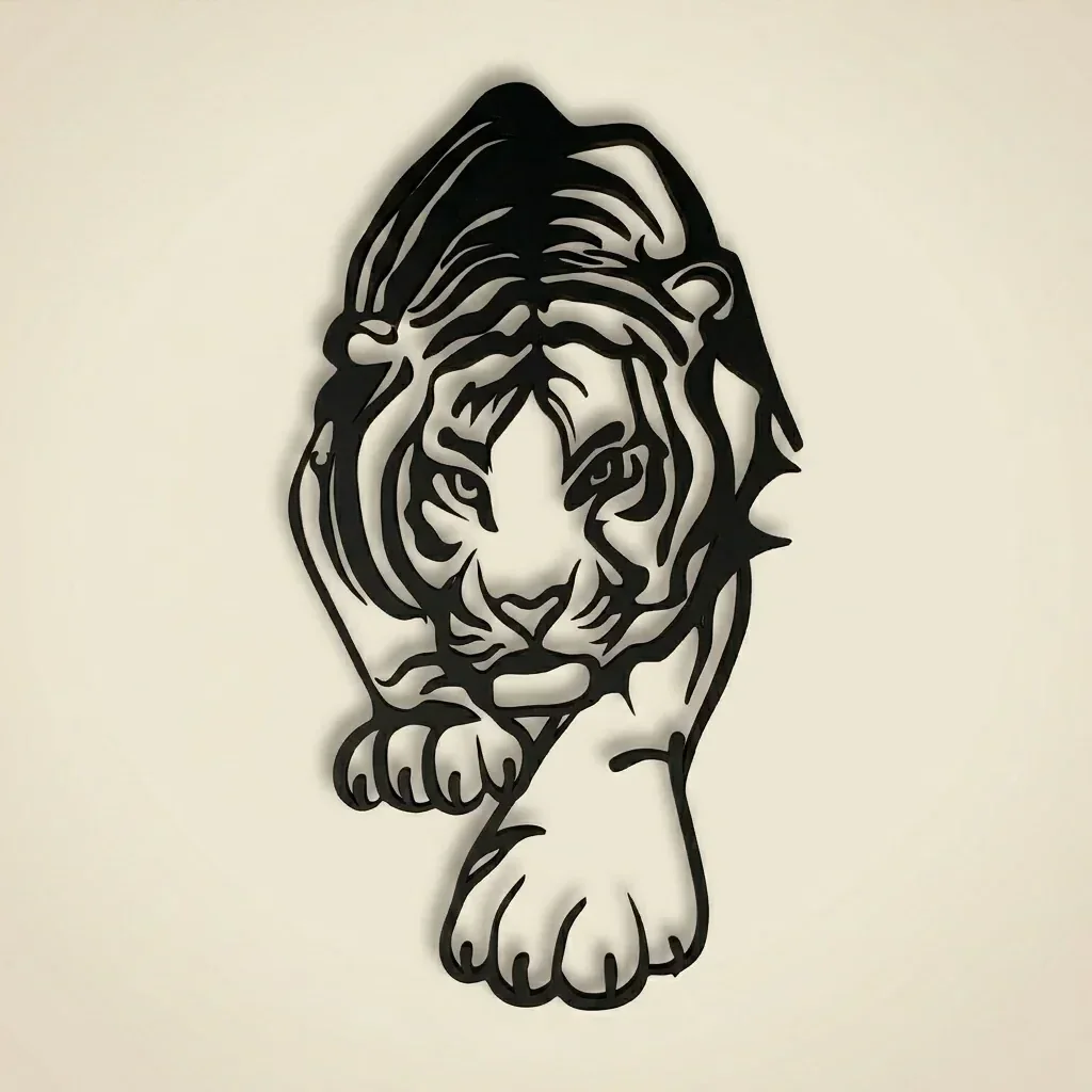 Cuadro tigre vertical en madera