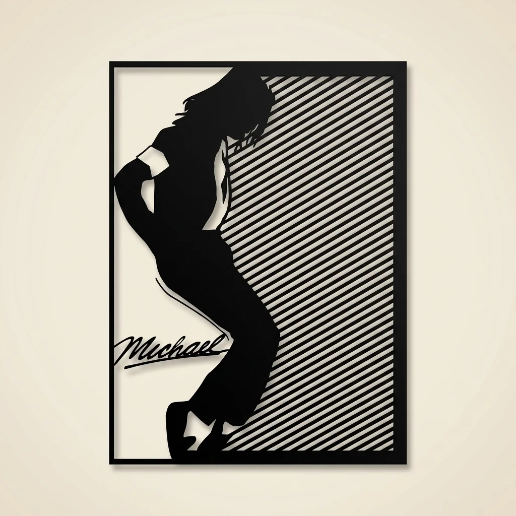 Cuadro Michael Jackson silueta en madera