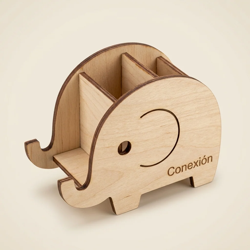 Organizador elefante para escritorio con nombre grabado