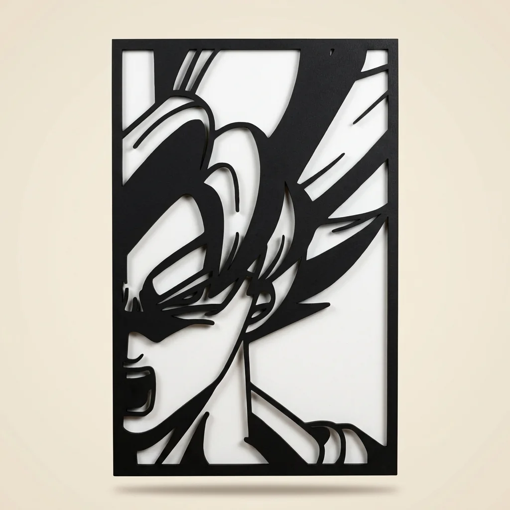 Cuadro Goku Dragon Ball silueta en madera