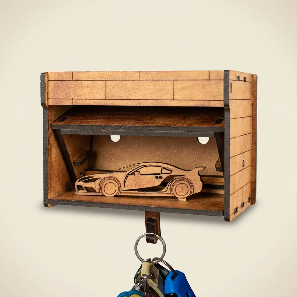 Portallaves mini-garaje con carro deportivo