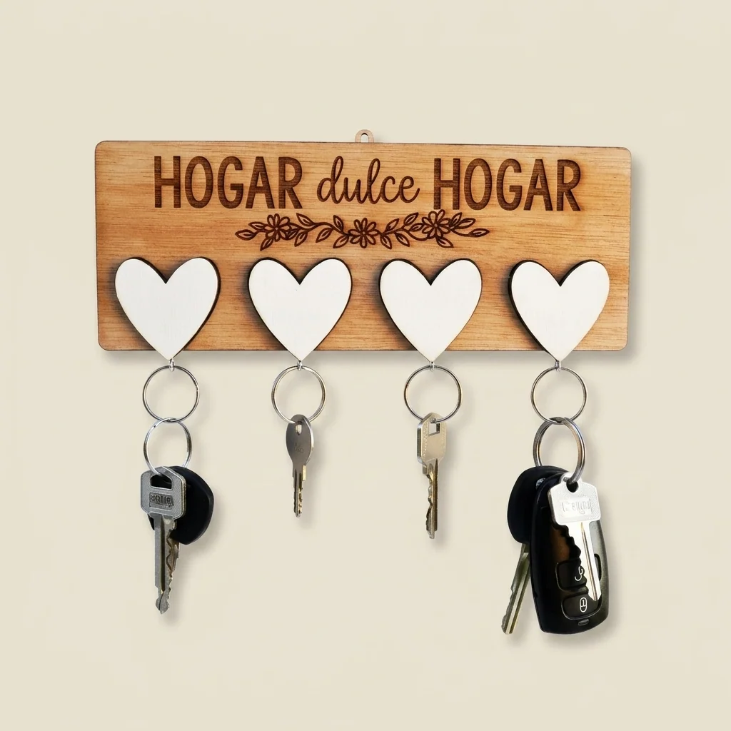 Portallaves con grabado de amor en corazón